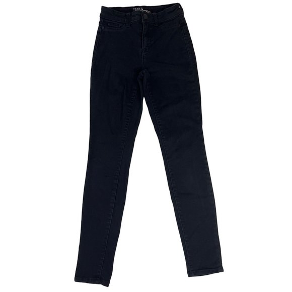 Time and Tru Women's Juniors Jegging High Rise Ankle Cut 2 Black Cotton Spandex - Picture 1 of 6